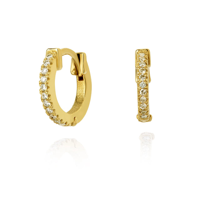 FLOR WHITE DIAMOND EARRING, Packshot, Yellow Gold