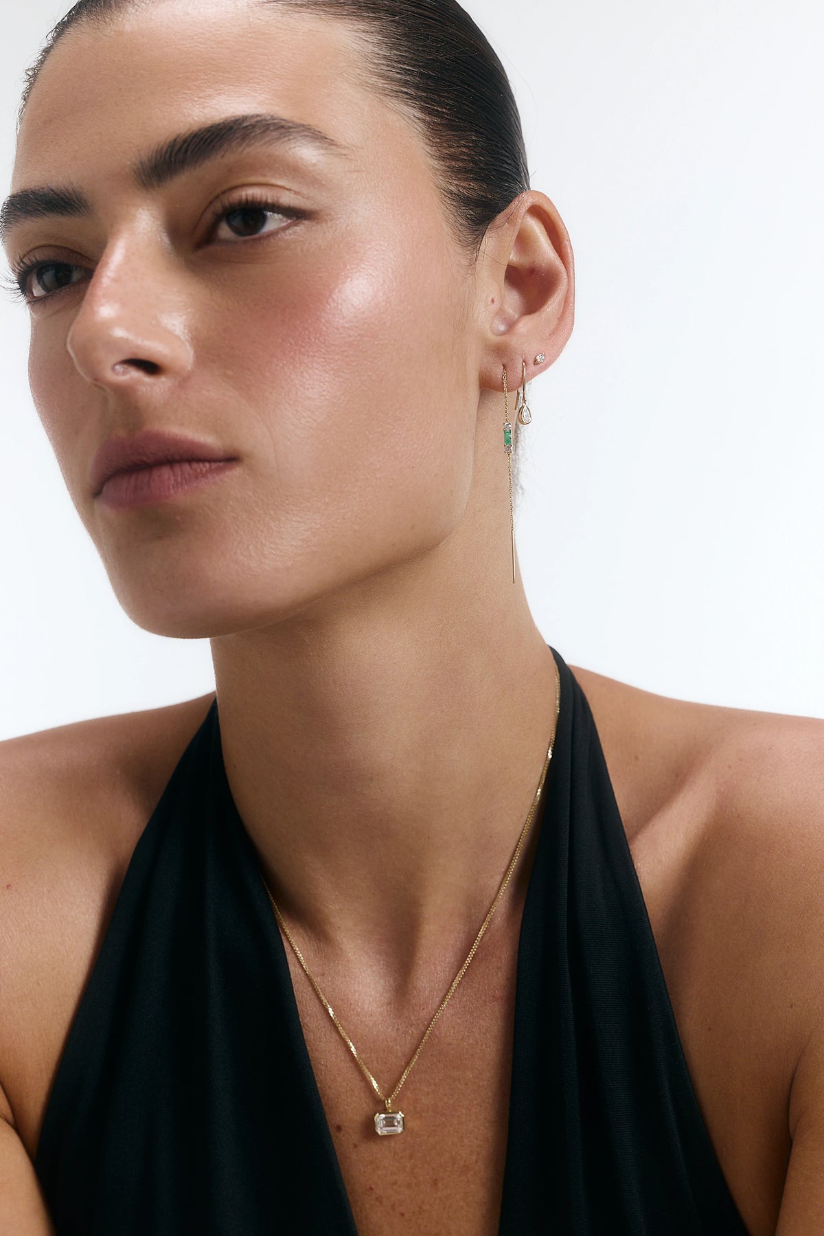 LENNY TRIO EMERALD EARRING