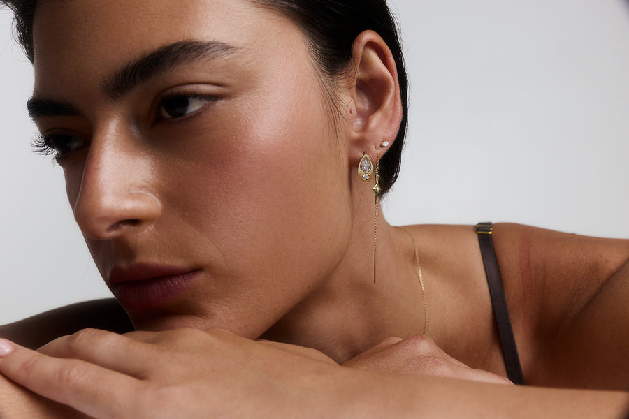 LENNY STAR EARRING + NEET WHITE DIAMOND EARRING + WENDY EARRINGS, Styled