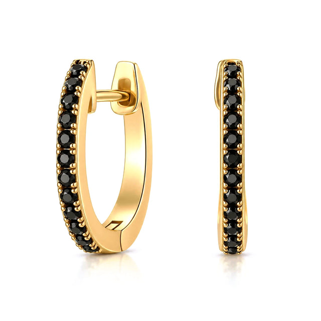 EVE BLACK DIAMOND EARRING, Packshot, Yellow Gold