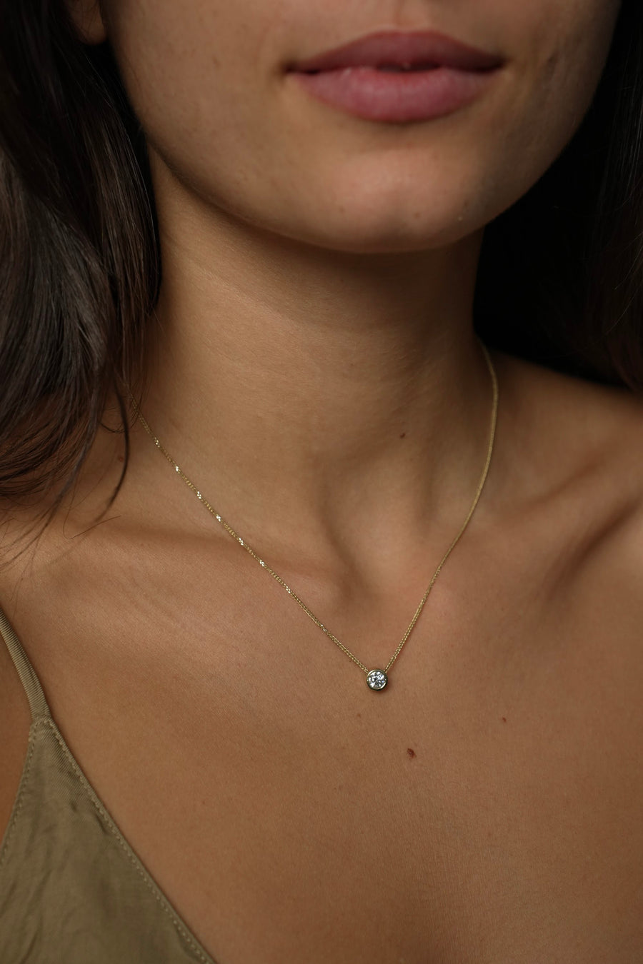 ROUND BEZEL 0.35 CT NECKLACE, Styled
