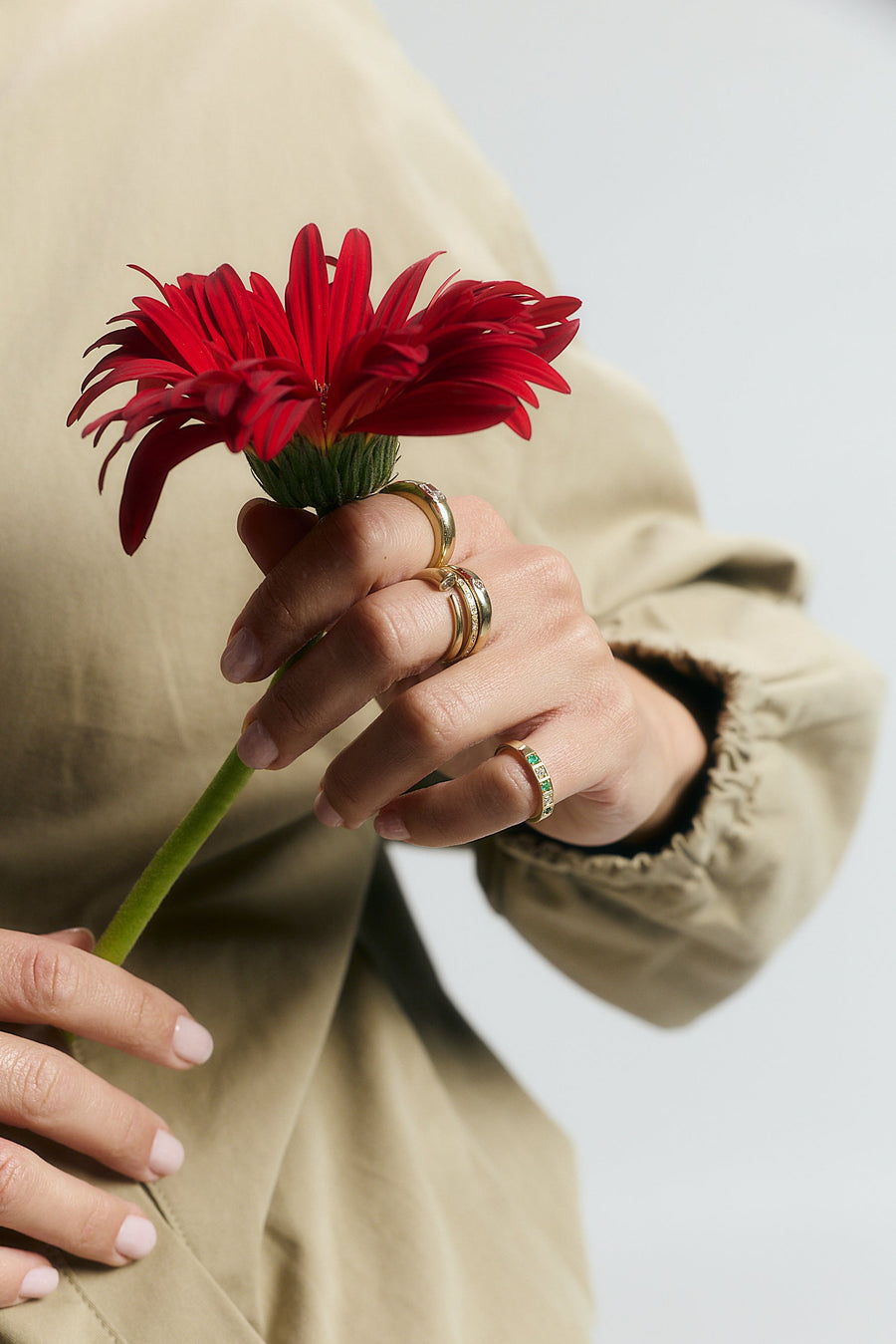 DANNY WHITE DIAMOND RING + EMERALD RHYTHM RING, Styled