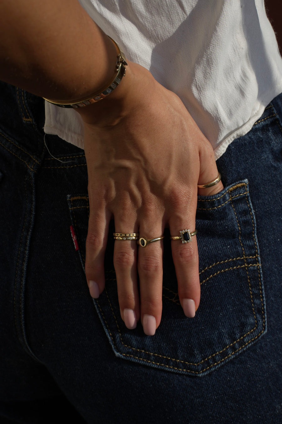 SHEINA BLACK SPINEL RING, Styled