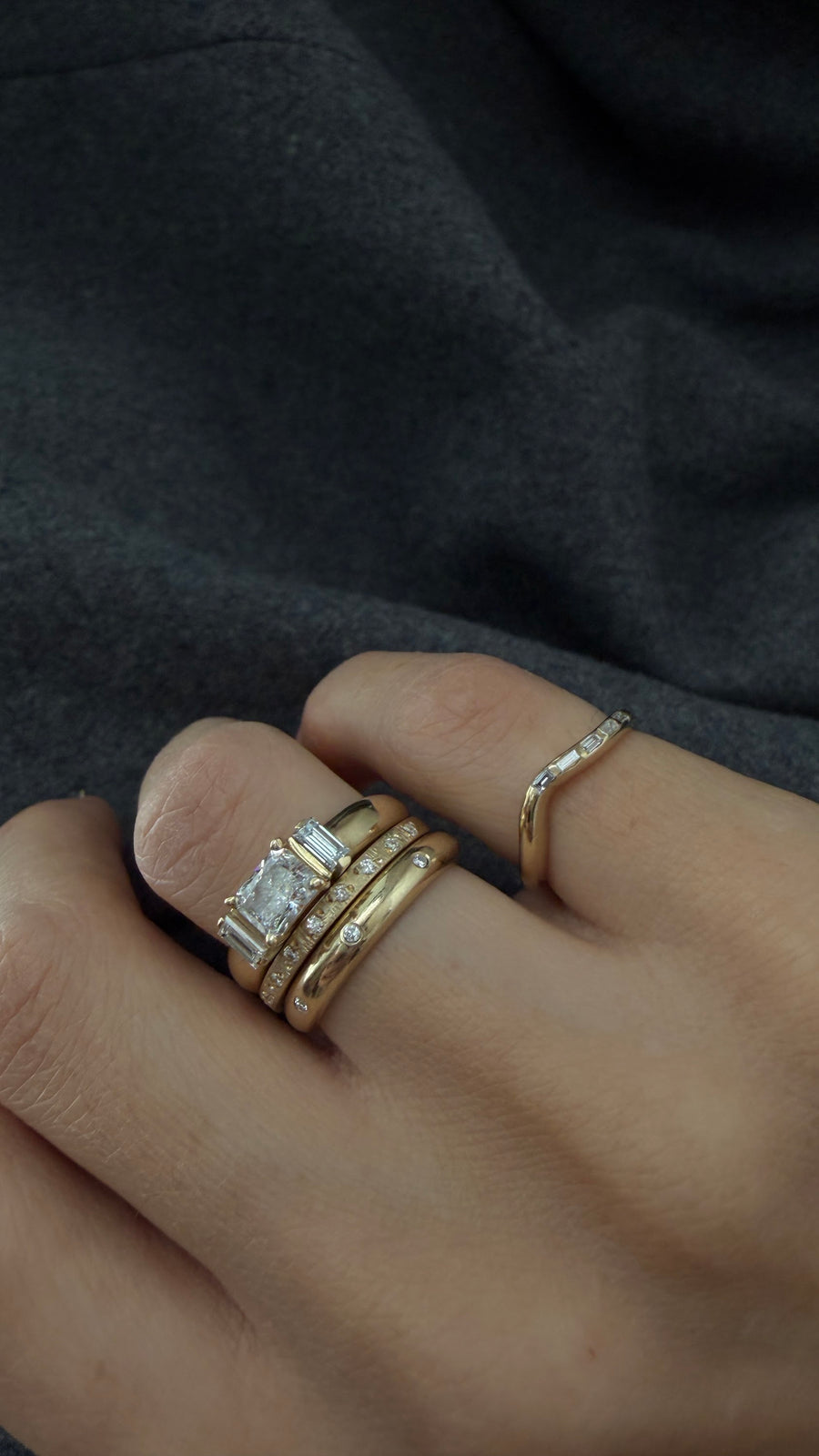 ARIEL RING + SHELLY WHITE DIAMOND RING, Styled