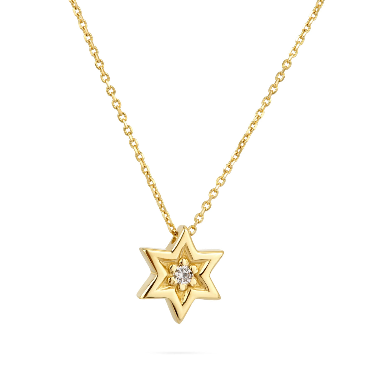 STAR OF DAVID NECKLACE WITH INLAID CENTER
