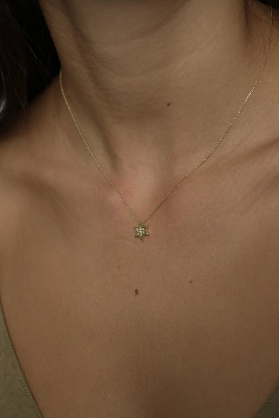 STAR OF DAVID NECKLACE WITH INLAID CENTER