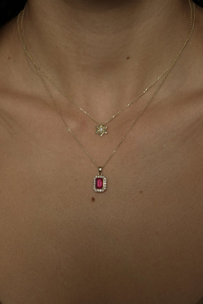 STAR OF DAVID NECKLACE WITH INLAID CENTER