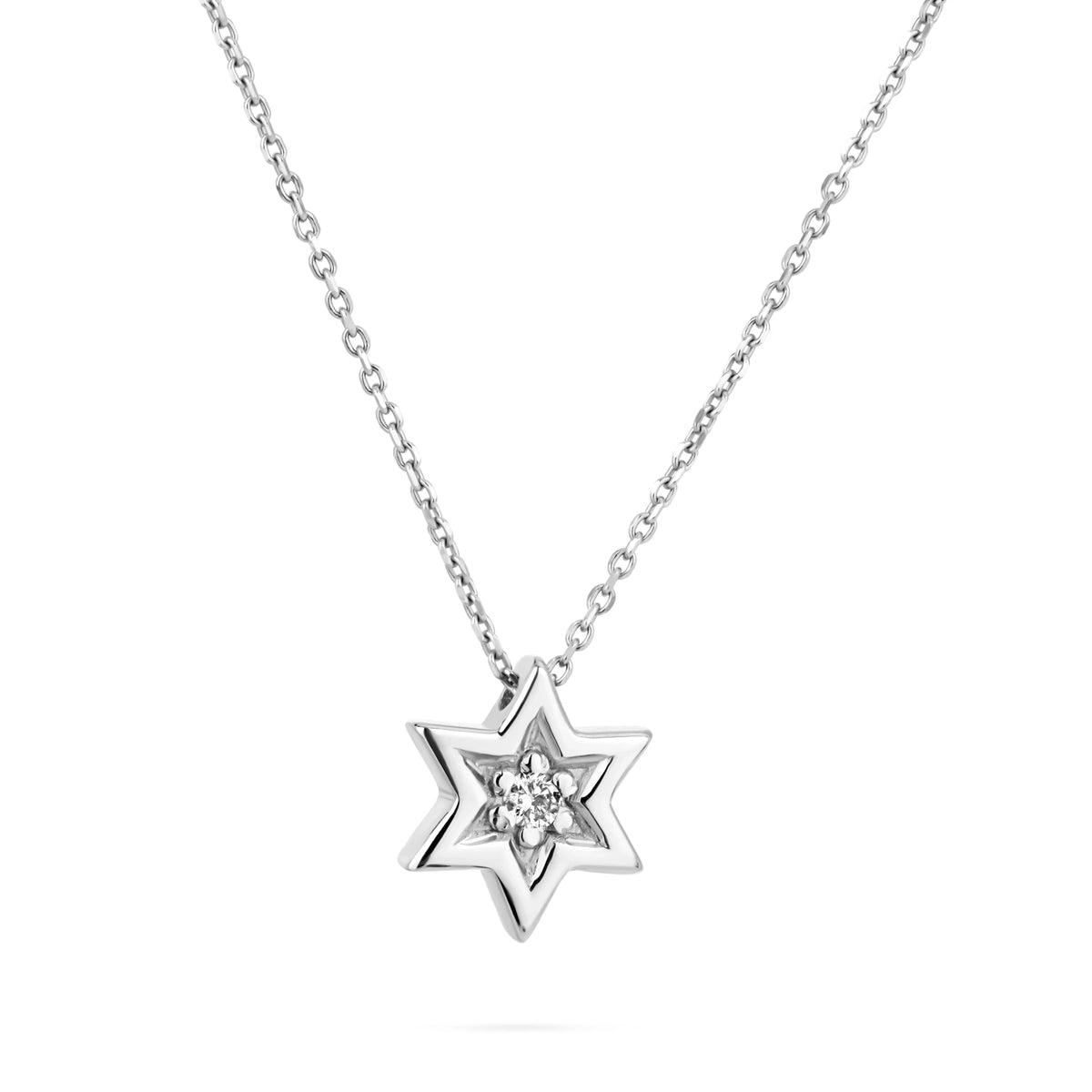 STAR OF DAVID NECKLACE WITH INLAID CENTER