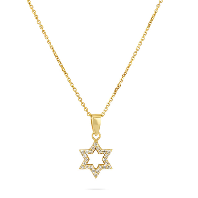 STAR OF DAVID NECKLACE, Packshot, Yellow Gold
