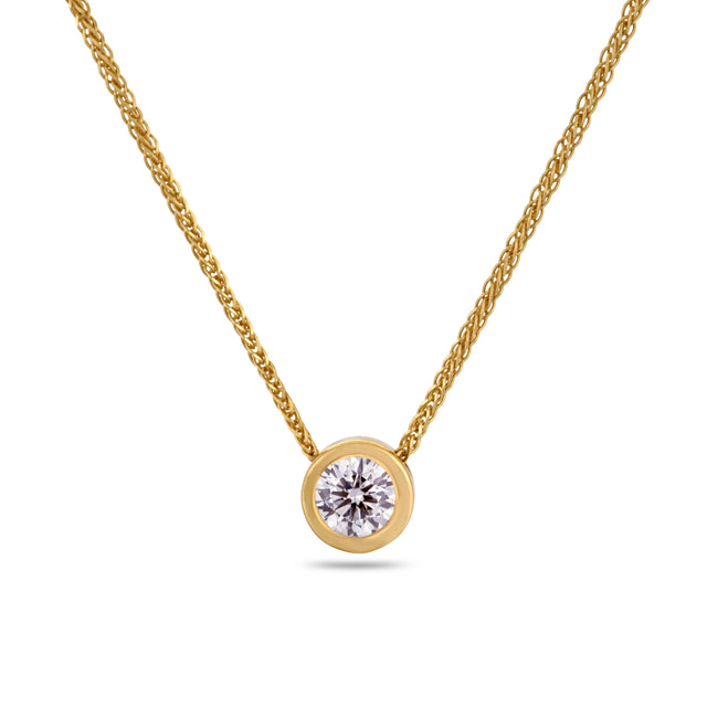 ROUND BEZEL 0.35 CT NECKLACE, Packshot, Yellow Gold
