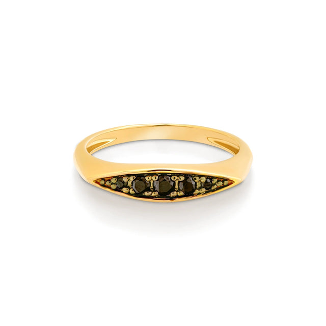ALICE BLACK DIAMOND RING, Packshot, Yellow Gold
