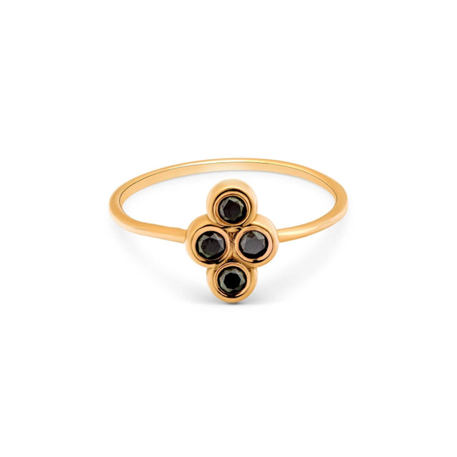 TALIA BLACK DIAMOND RING, Packshot, Yellow Gold