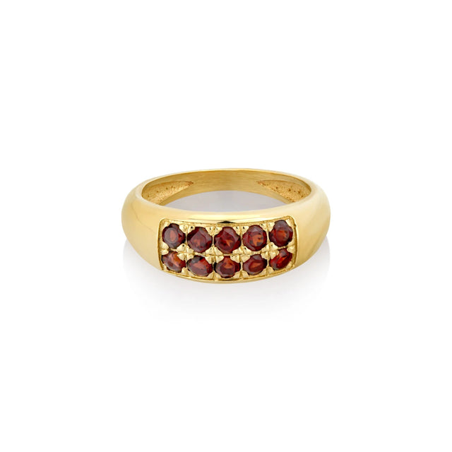 ANNA GARNET RING, Packshot, Yellow Gold