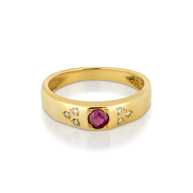 CLAIRE RUBY RING, Packshot, Yellow Gold