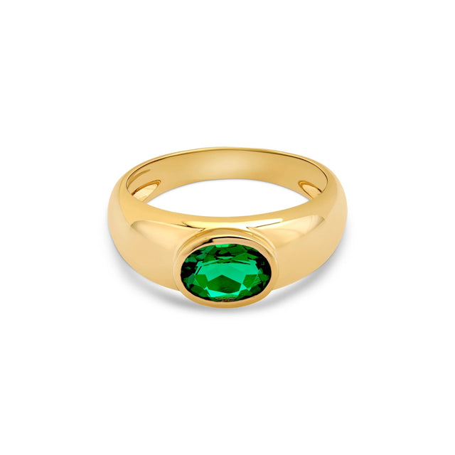 LOUISE EMERALD RING, Packshot, Yellow Gold
