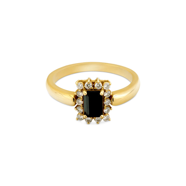 SHEINA BLACK SPINEL RING, Packshot, Yellow Gold