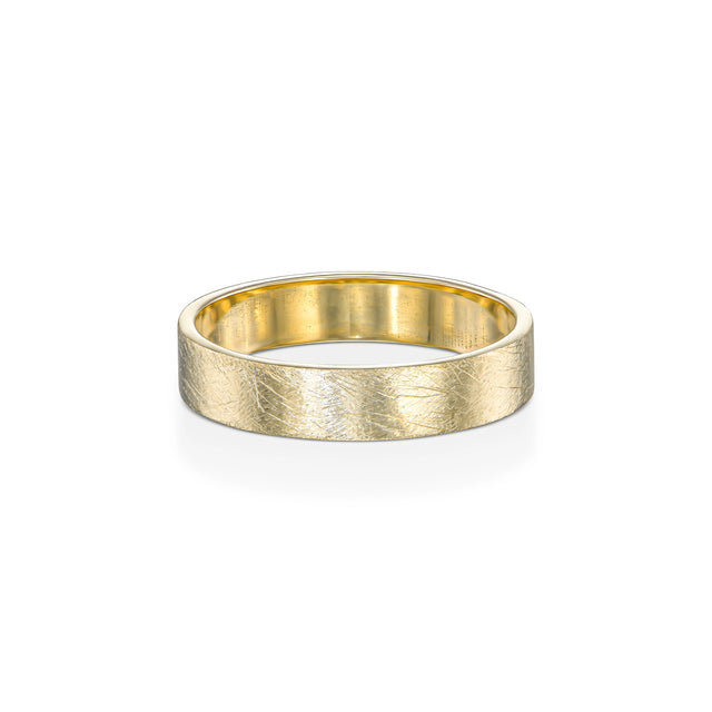 THICK ROUGH WEDDING RING 4.5 MM, Packshot, Yellow Gold